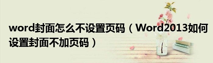 word封面怎么不设置页码（Word2013如何设置封面不加页码）