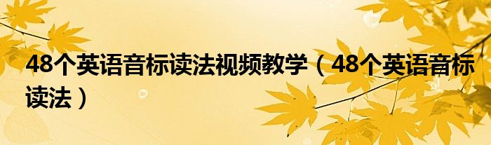 48个英语音标读法视频教学（48个英语音标读法）