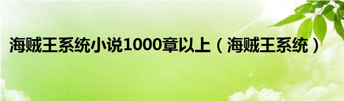 海贼王系统小说1000章以上（海贼王系统）