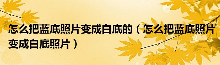 怎么把蓝底照片变成白底的（怎么把蓝底照片变成白底照片）