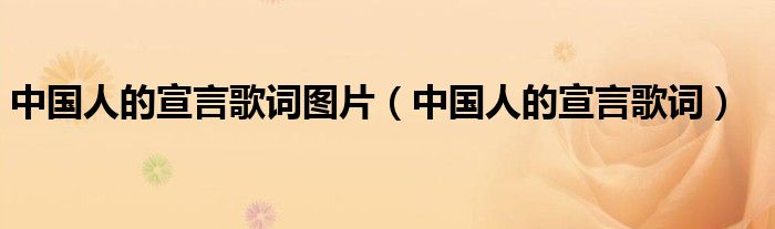 中国人的宣言歌词图片（中国人的宣言歌词）