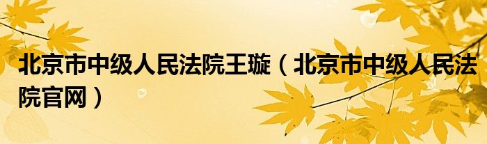 北京市中级人民法院王璇（北京市中级人民法院官网）