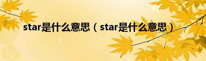 star是什么意思（star是什么意思）