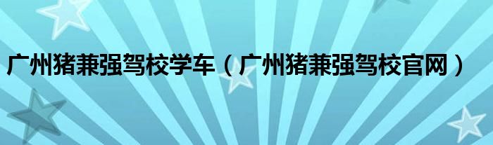 广州猪兼强驾校学车（广州猪兼强驾校官网）