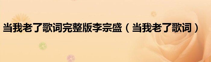 当我老了歌词完整版李宗盛（当我老了歌词）