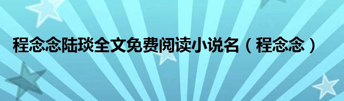 程念念陆琰全文免费阅读小说名（程念念）
