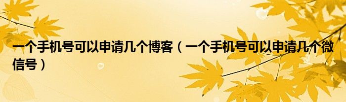 一个手机号可以申请几个博客（一个手机号可以申请几个微信号）