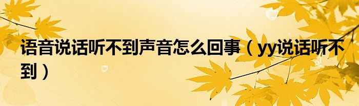 语音说话听不到声音怎么回事（yy说话听不到）