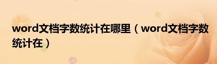 word文档字数统计在哪里（word文档字数统计在）