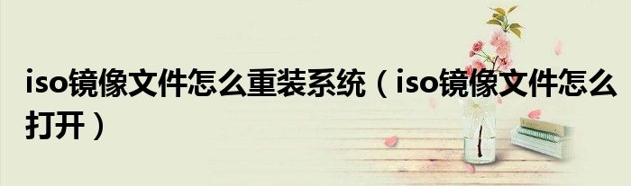 iso镜像文件怎么重装系统（iso镜像文件怎么打开）