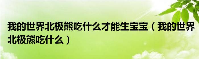 我的世界北极熊吃什么才能生宝宝（我的世界北极熊吃什么）