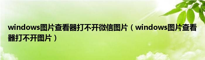 windows图片查看器打不开微信图片（windows图片查看器打不开图片）