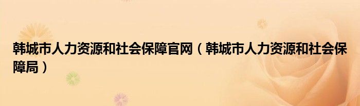 韩城市人力资源和社会保障官网（韩城市人力资源和社会保障局）