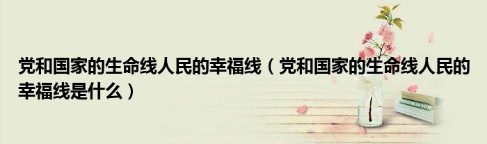 党和国家的生命线人民的幸福线（党和国家的生命线人民的幸福线是什么）