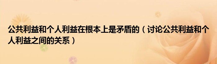 公共利益和个人利益在根本上是矛盾的（讨论公共利益和个人利益之间的关系）