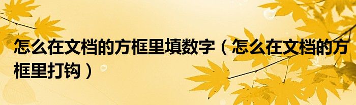 怎么在文档的方框里填数字（怎么在文档的方框里打钩）