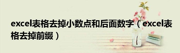 excel表格去掉小数点和后面数字（excel表格去掉前缀）