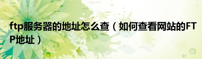 ftp服务器的地址怎么查（如何查看网站的FTP地址）