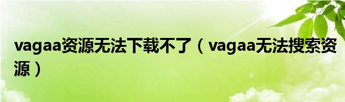 vagaa资源无法下载不了（vagaa无法搜索资源）