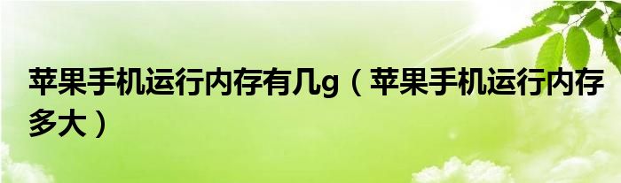 苹果手机运行内存有几g（苹果手机运行内存多大）