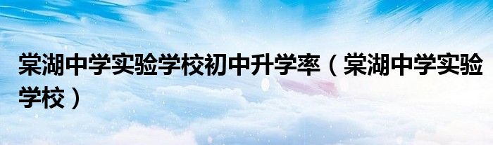 棠湖中学实验学校初中升学率（棠湖中学实验学校）