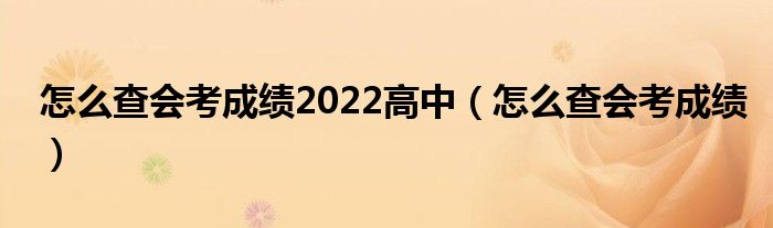 怎么查会考成绩2022高中（怎么查会考成绩）