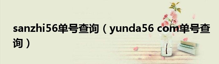 sanzhi56单号查询（yunda56 com单号查询）