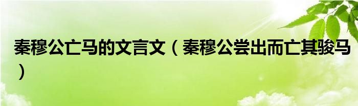 秦穆公亡马的文言文（秦穆公尝出而亡其骏马）