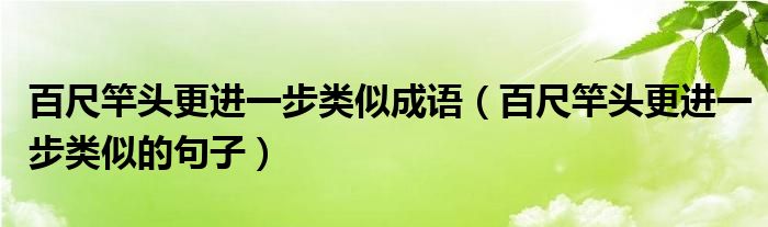 百尺竿头更进一步类似成语（百尺竿头更进一步类似的句子）
