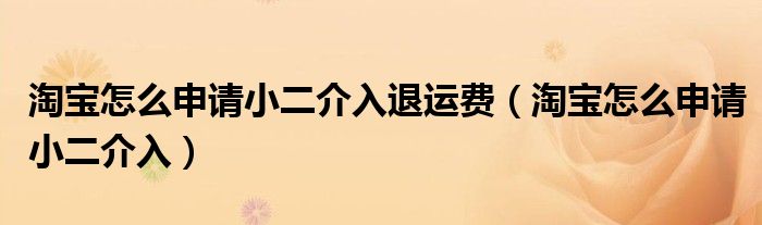 淘宝怎么申请小二介入退运费（淘宝怎么申请小二介入）