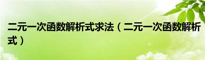 二元一次函数解析式求法（二元一次函数解析式）