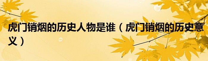 虎门销烟的历史人物是谁（虎门销烟的历史意义）