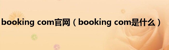 booking com官网（booking com是什么）