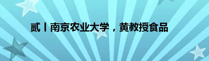 贰丨南京农业大学，黄教授食品