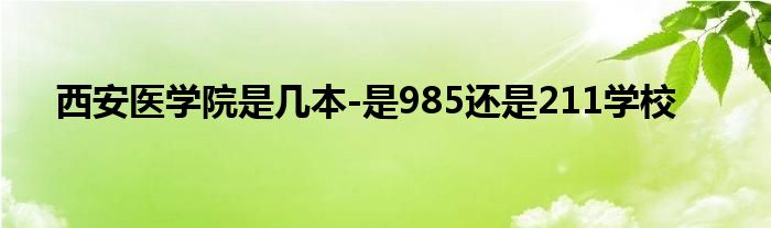 西安医学院是几本-是985还是211学校