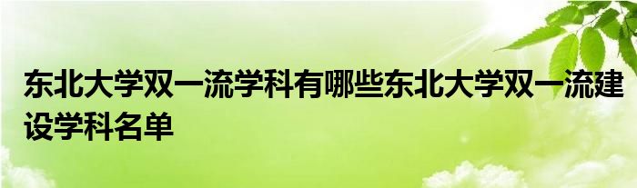 东北大学双一流学科有哪些东北大学双一流建设学科名单