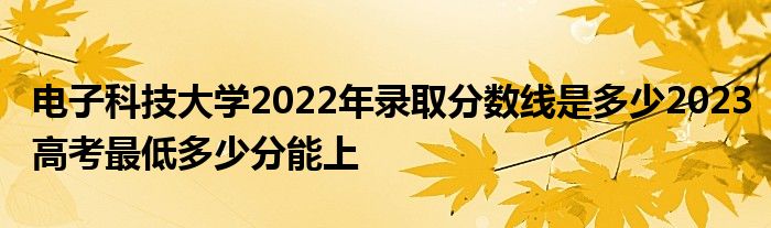 电子科技大学2022年录取分数线是多少2023高考最低多少分能上