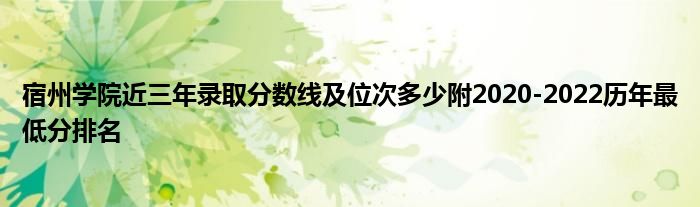 宿州学院近三年录取分数线及位次多少附2020-2022历年最低分排名