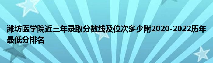 潍坊医学院近三年录取分数线及位次多少附2020-2022历年最低分排名