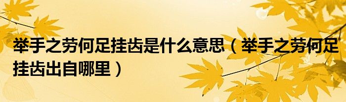 举手之劳何足挂齿是什么意思（举手之劳何足挂齿出自哪里）