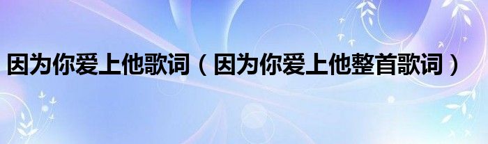因为你爱上他歌词（因为你爱上他整首歌词）