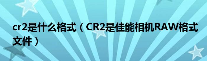 cr2是什么格式（CR2是佳能相机RAW格式文件）
