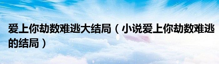 爱上你劫数难逃大结局（小说爱上你劫数难逃的结局）