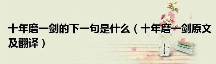 十年磨一剑的下一句是什么（十年磨一剑原文及翻译）