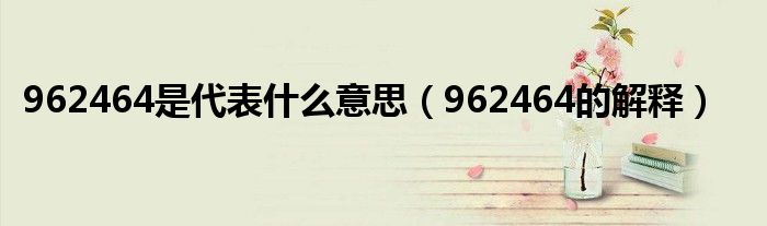 962464是代表什么意思（962464的解释）