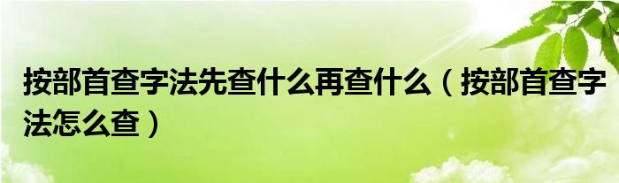 按部首查字法先查什么再查什么（按部首查字法怎么查）