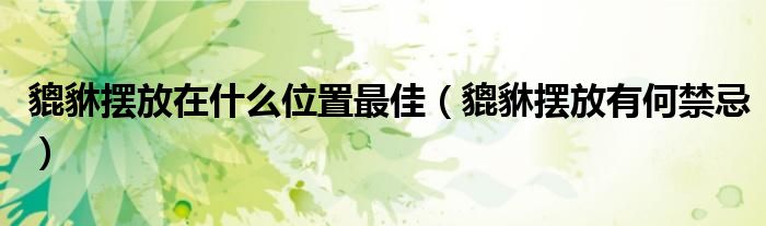 貔貅摆放在什么位置最佳（貔貅摆放有何禁忌）