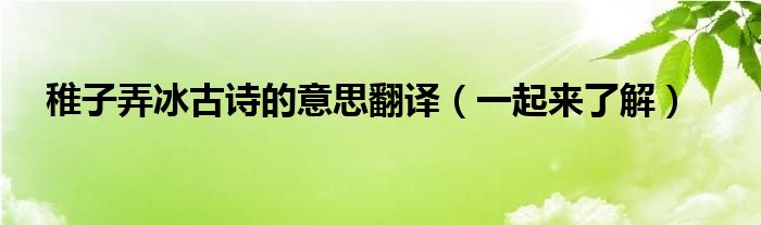 稚子弄冰古诗的意思翻译（一起来了解）