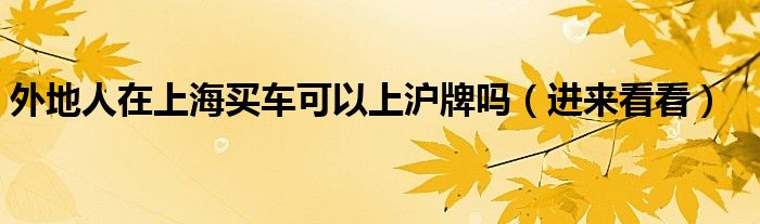 外地人在上海买车可以上沪牌吗（进来看看）