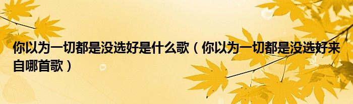 你以为一切都是没选好是什么歌（你以为一切都是没选好来自哪首歌）